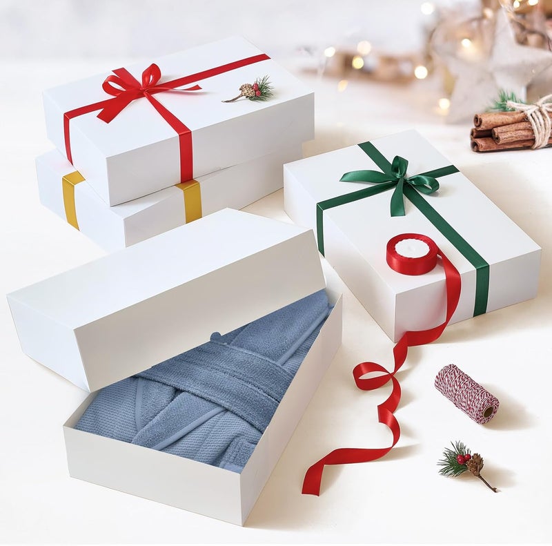 YANGTE 12 Premium Gift Boxes with Lids for Presents, Extra Large White Boxes for Wrapping Gifts, 4-inch Deep Clothing Gift Boxes for Robe, Sweater, Shirt and Christams Gift - Image 3